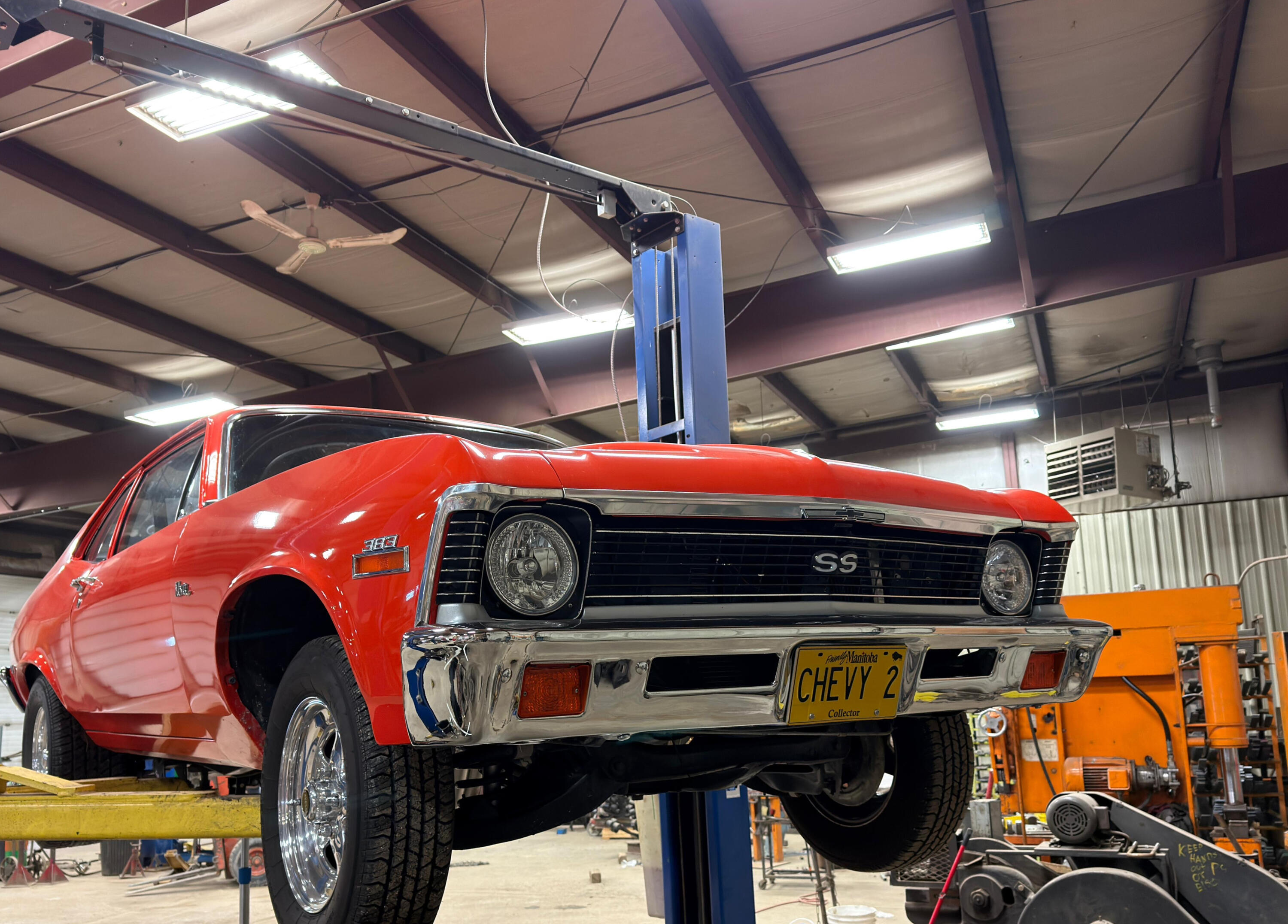 Custom manufactured leaf spring installed on a classic Chevrolet vehicle at Standard Auto Spring Works in Winnipeg, Manitoba. Custom leaf spring fabrication, restoration, and suspension solutions.